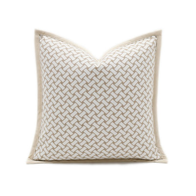 Chenille Jacquard Grid Pattern Throw Pillow Cover, 20x20 Inches - Croker Horse Modern Farmhouse Cushion Cover for Couch