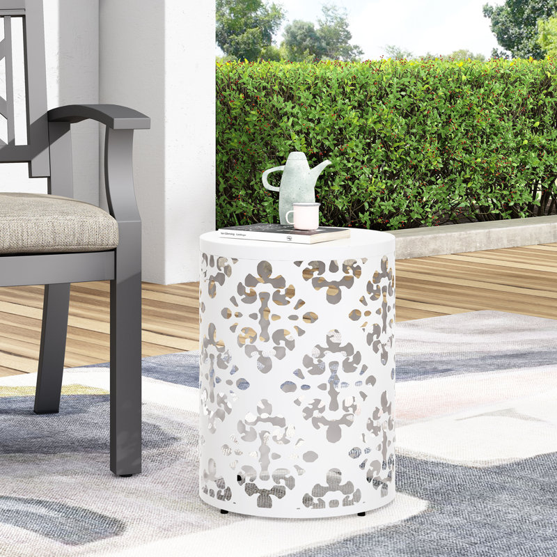 Table de bout d'extérieur en métal - Grand, Blanc