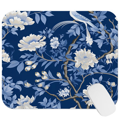 Floral Chinoiserie Asian Style Pattern IV Asian Gaming Cute Office Laptop Desk Pad Gift Mat Square Rectangle Non-Slip Mousepad