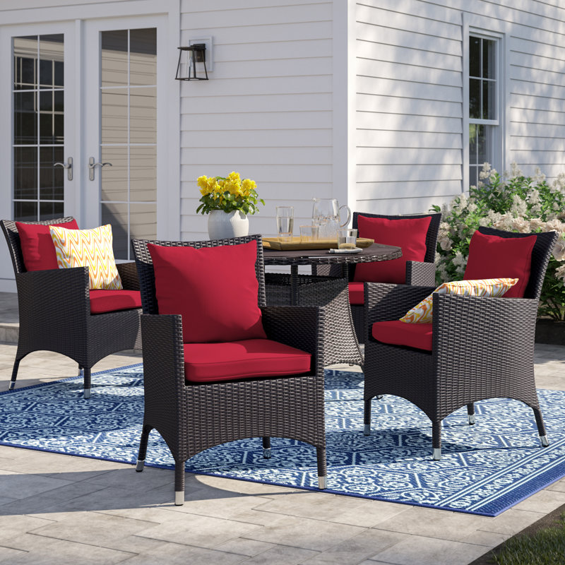 Gather Outdoor Patio Dining Chairs Set, Espresso/Red