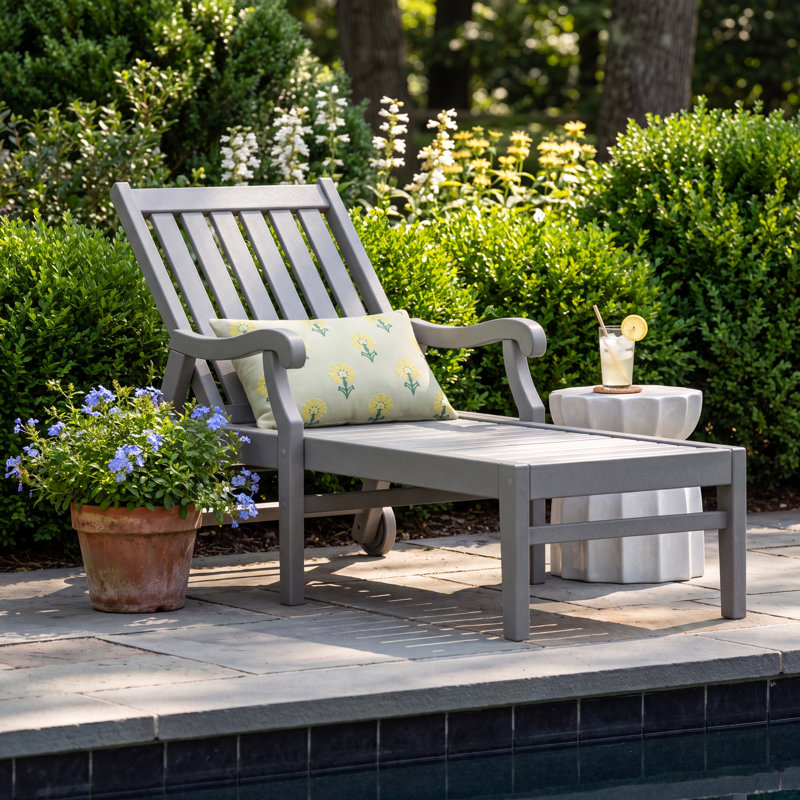 POLYWOOD x Birch Lane Verlyn Chaise with Arms and Wheels, White