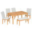 Ensemble de table de salle à manger 6 pièces avec banc de rangement et 4 chaises rembourrées Farmhouse-691500899-691500897