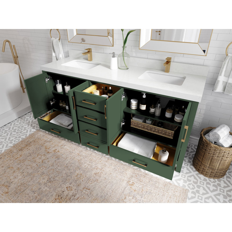 Ensemble de meuble-lavabo double 72 po Malibu, Calacatta Laza