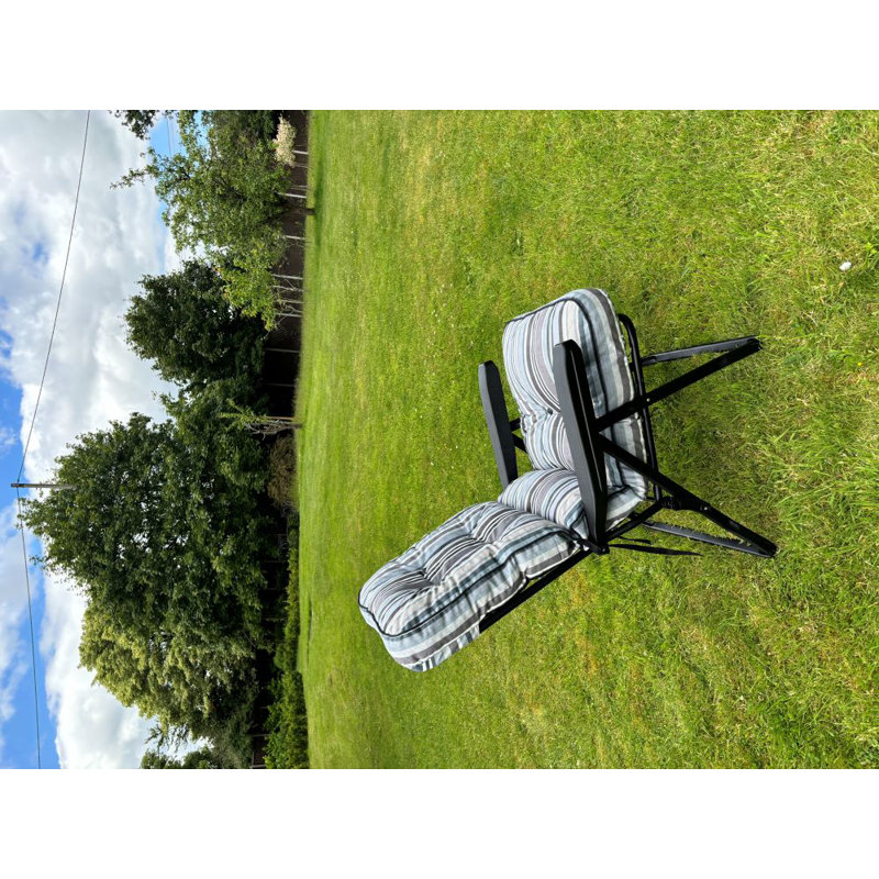 Chada Steel Outdoor Lounge Chair, Grey , Black