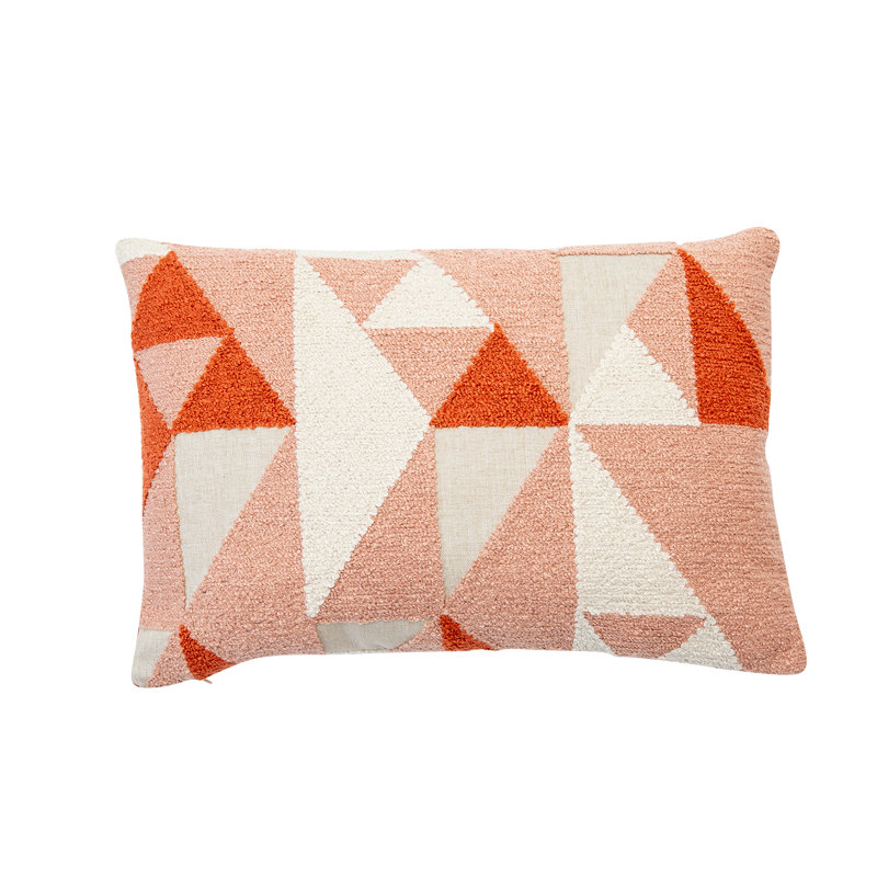 Geometric Reversible Throw Pillow, Pink, 14" x 36"