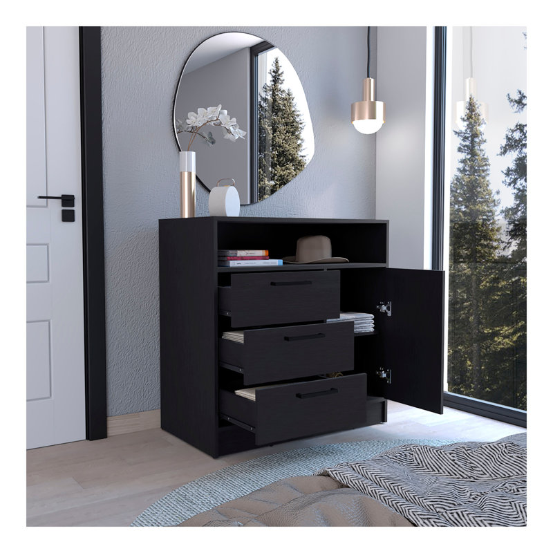 Commode compacte à 3 tiroirs avec armoire Omaha