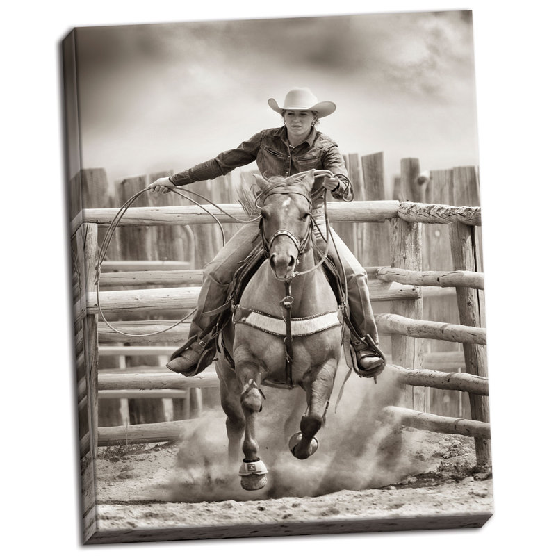 « cowgirle em », reproduction de photo, Toile tendue, H 16 po x l 12 po x P 0,75 po