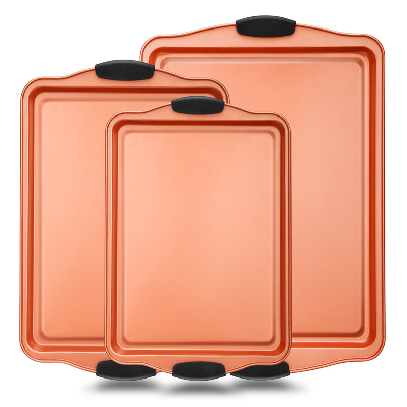 NutriChef Non-Stick Carbon Steel 3 Piece Baking Sheet Set