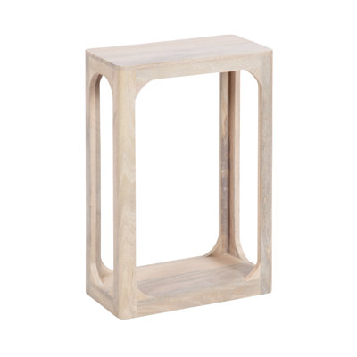 Dahl Slatted Mango Wood Slim Side Table for Use as Narrow Bedroom Nightstand
