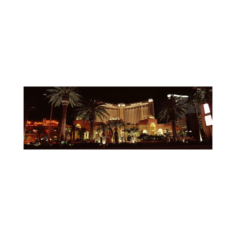 Hotel Lit Up at Night, Monte Carlo Resort and Casino, the Strip, Las Vegas, Nevada, USA 1 Piece Wrapped Canvas Panoramic Wall Art