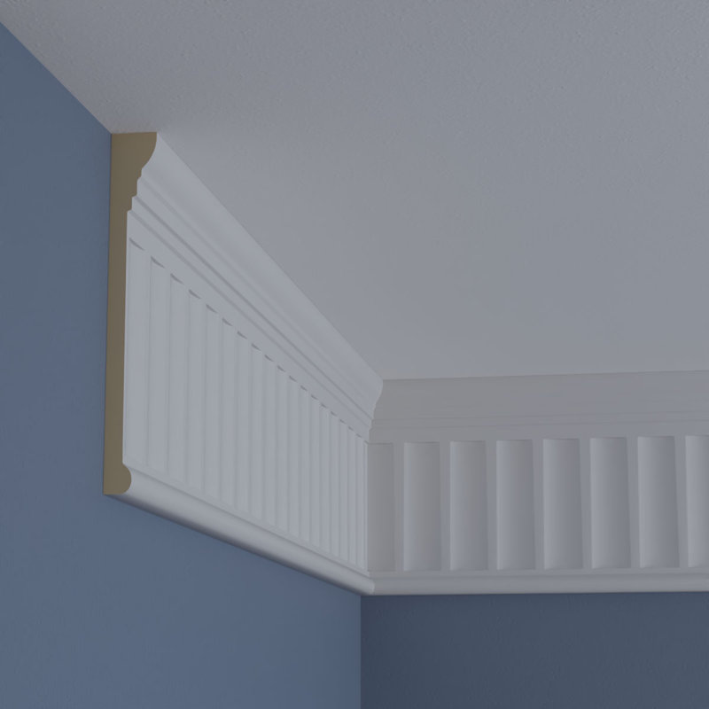Ekena Millwork SAMPLE - Endurathane Elsinor Fluted Frieze7 3/4"H x 1"P x 12"L, Factory Primed