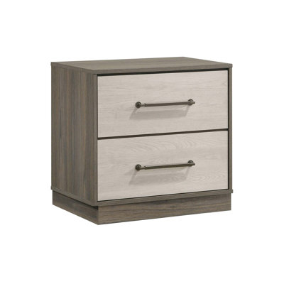 2-Drawer Nightstand With Floating Base Design, Grey Oak