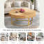 Modern Round Coffee Table With Carving Pattern And Metal Legs-2038469305