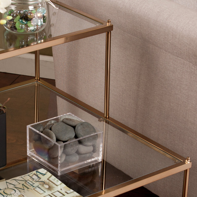 Table de bout avec plateau en verre Gosport, Cuivre
