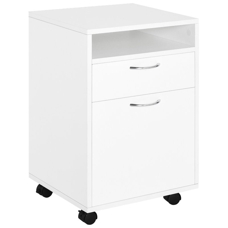 White Office Storage Unit With Drawer And Cabinet, Mobile , Offers Ample Space, Fits Under Desk Cabinet In Mobile, Desks Conveniently