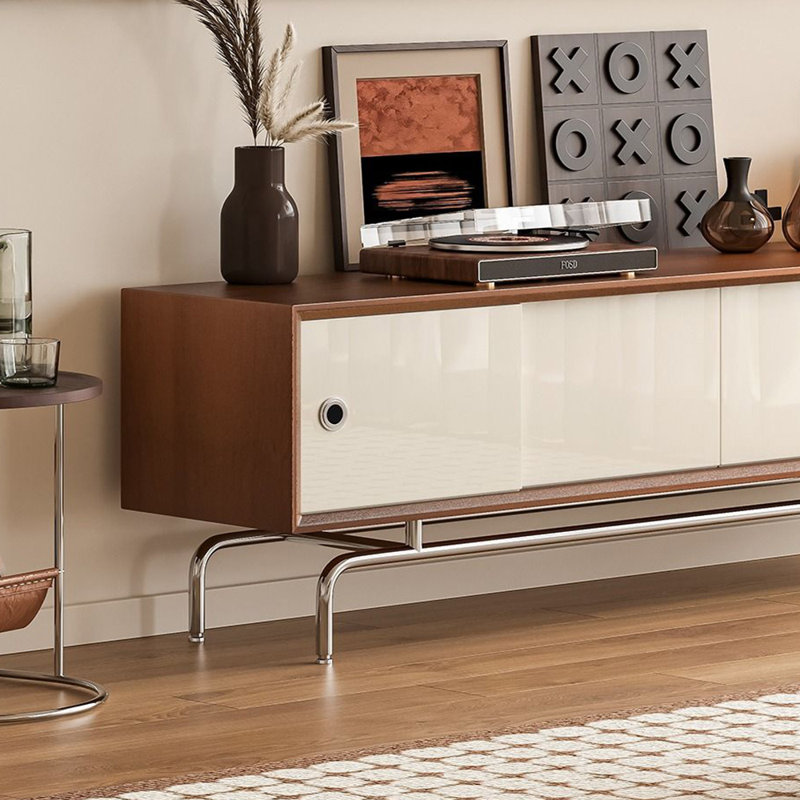 Meuble télé simple en bois massif, 62.99"