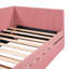 Lit de jour rembourré avec lit gigogne et structure de canapé-lit simple sans sommier, tissu en lin (rose)-1161550223