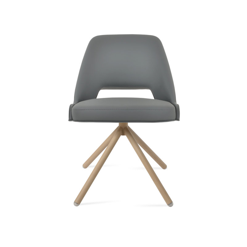 Chaise d'appoint pivotante Marash Stick, Gris clair, Naturel