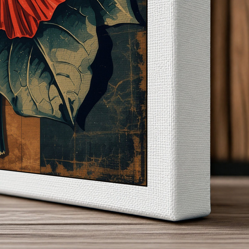 Crimson Hibiscus Botanical - Wrapped Canvas, 36x24 - 91.4 x 61.0 cm, White Border