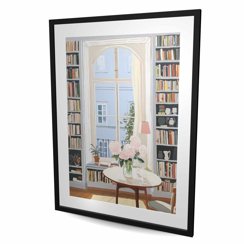 «Sunny Window - Still Life», reproduction encadrée avec passe-partout brun | Décoration