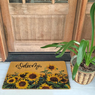 Hello-Spring Sunflower-Floral Welcome-Doormats Summer-Sunsh...
