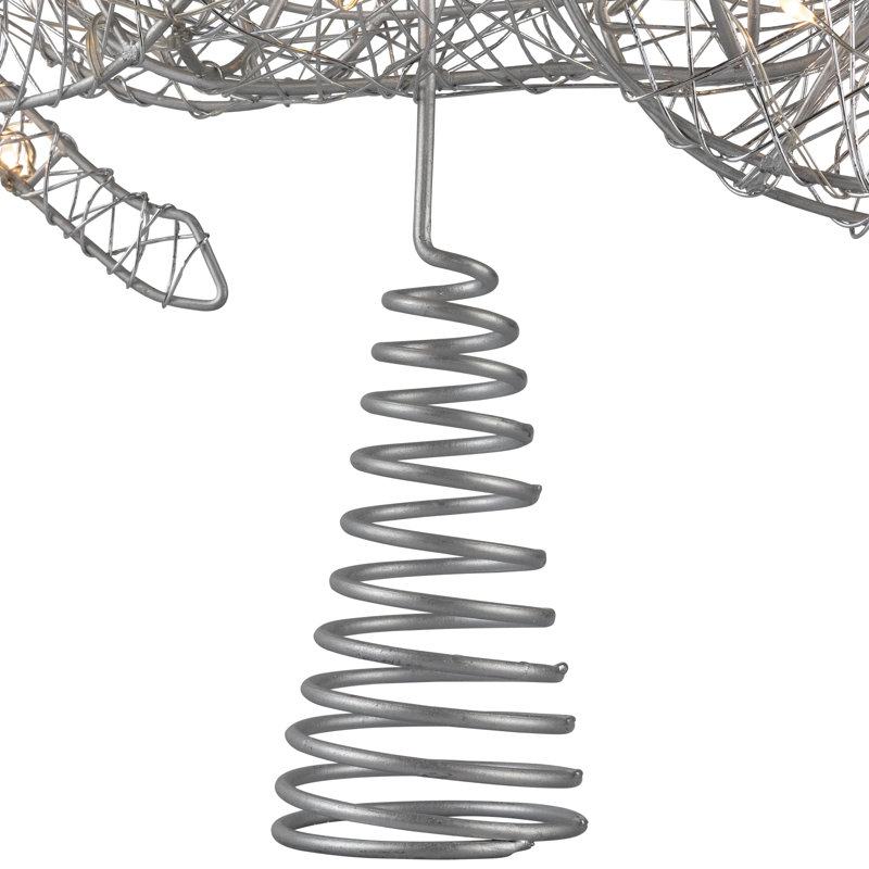Décoration pour sommet de sapin de Noël avec lumières DEL - 13 po - lumières blanc chaud, Argent