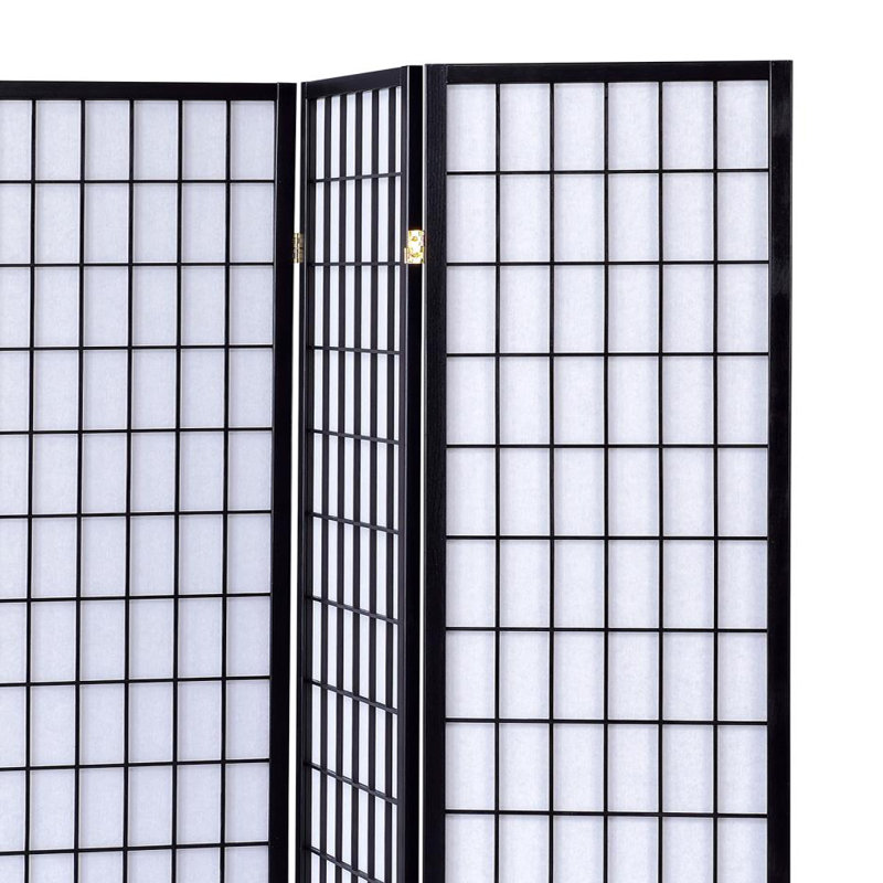 Cloison 4 panneaux en bois massif Dinjo l 69,1 po x H 70,75 po, Noir