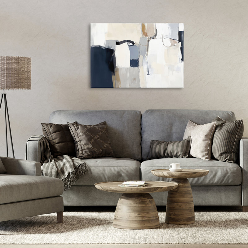 Toile abstraite à tapisserie neutre, design par Irena Orlov, H 16 po x l 24 po