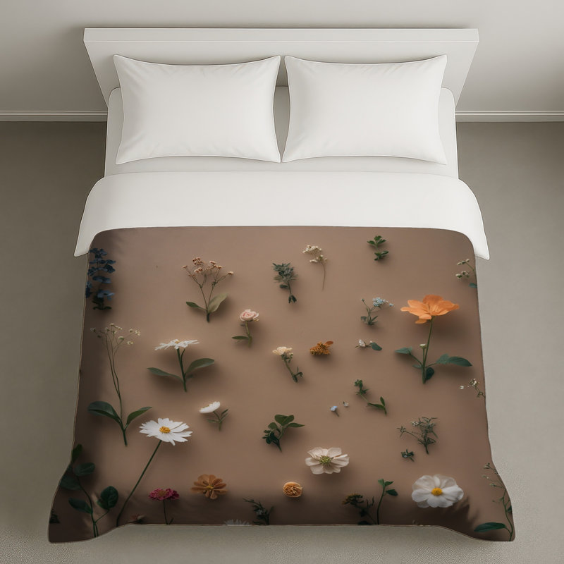 Housses de couette à motif de fleurs sauvages assorties, Lit simple
