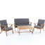 Ensemble de loisirs extérieurs 4 pièces - Fabrication en bois, tissu aquatique, 2 chaises club et table basse incluses, pour la collection de conversation dans la cour avec tissu imperméable résistant aux intempéries