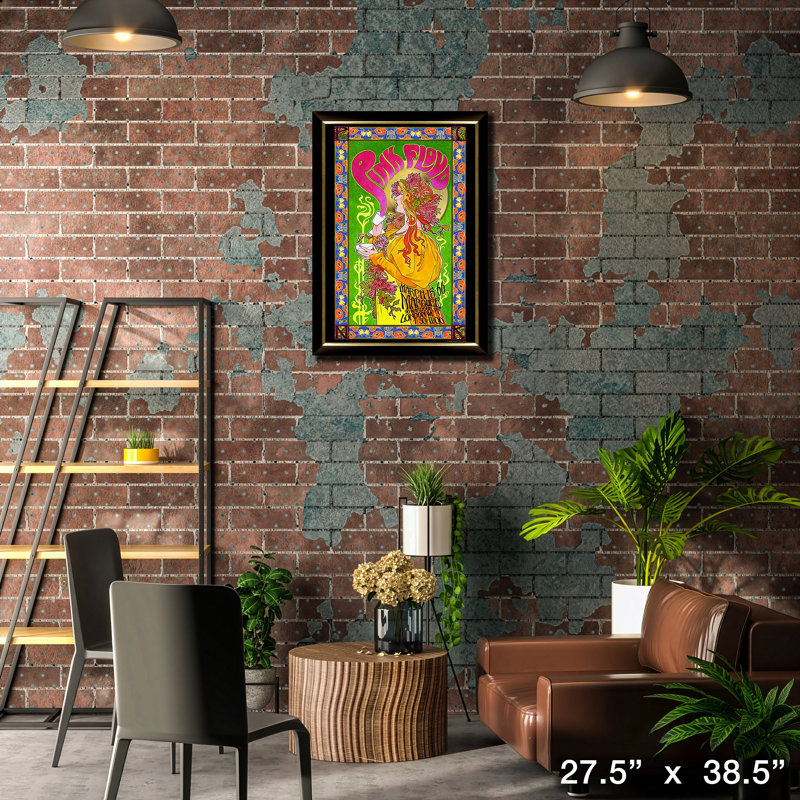 Affiche rose encadrée avec vinyle doré