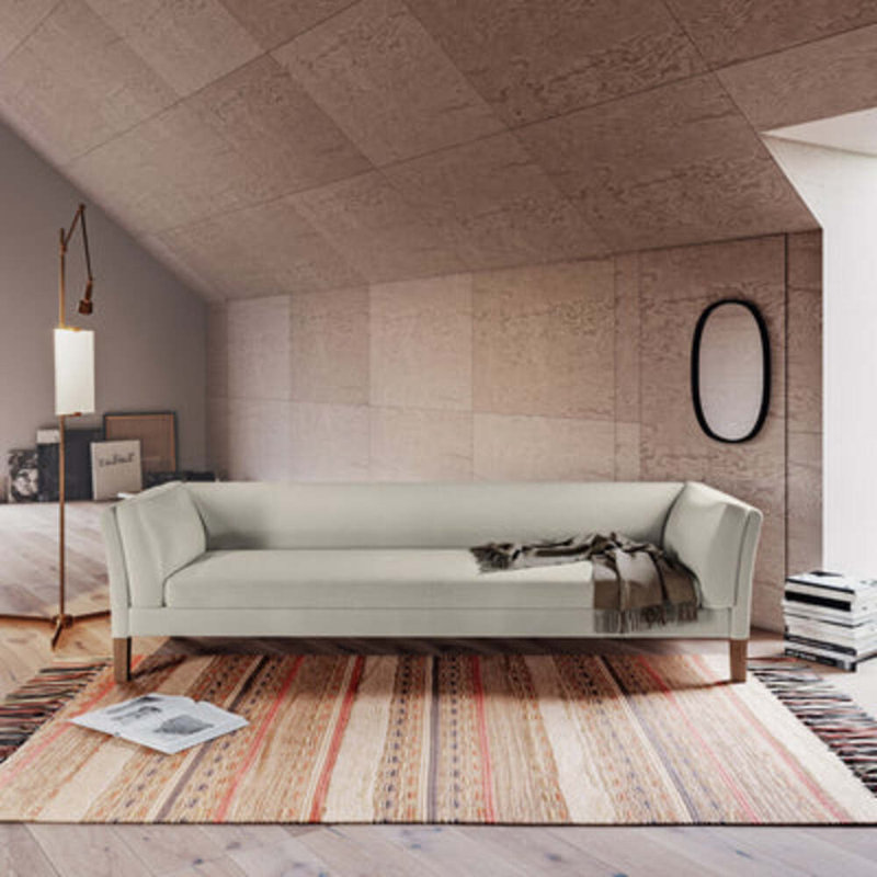 Canapé Charlton, Cuir vieilli cognac, Patiné, H 31 po x l 108 po x P 40 po