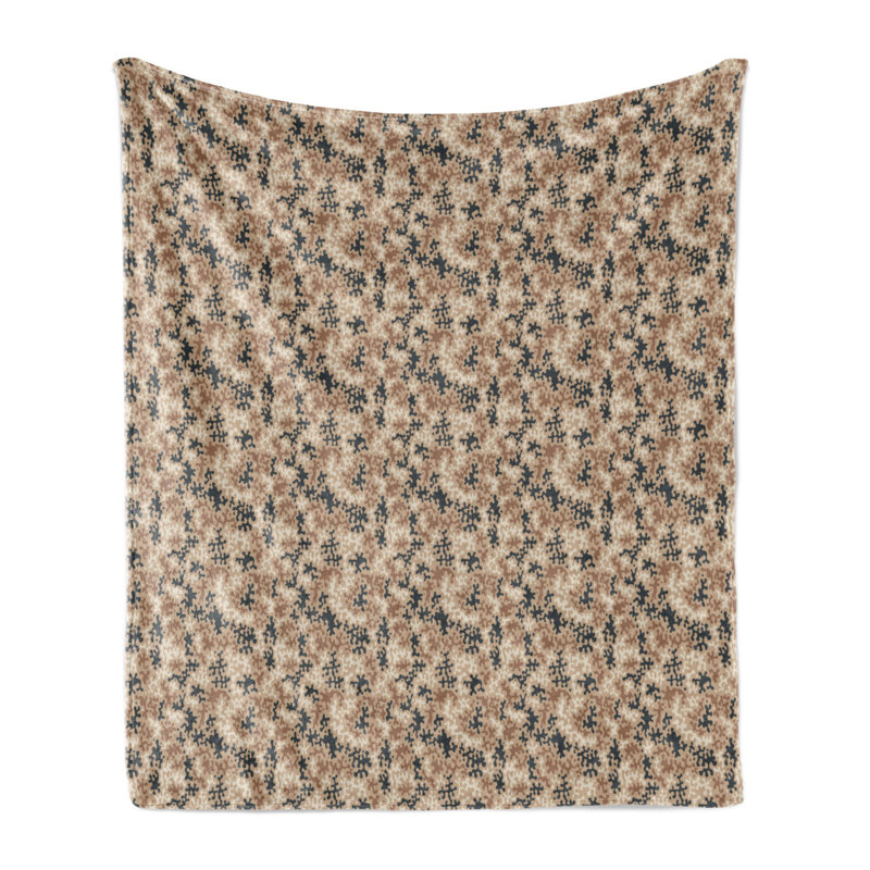 Hand Woven Throw Blanket, 50" W x 60" L, Green Floral 1