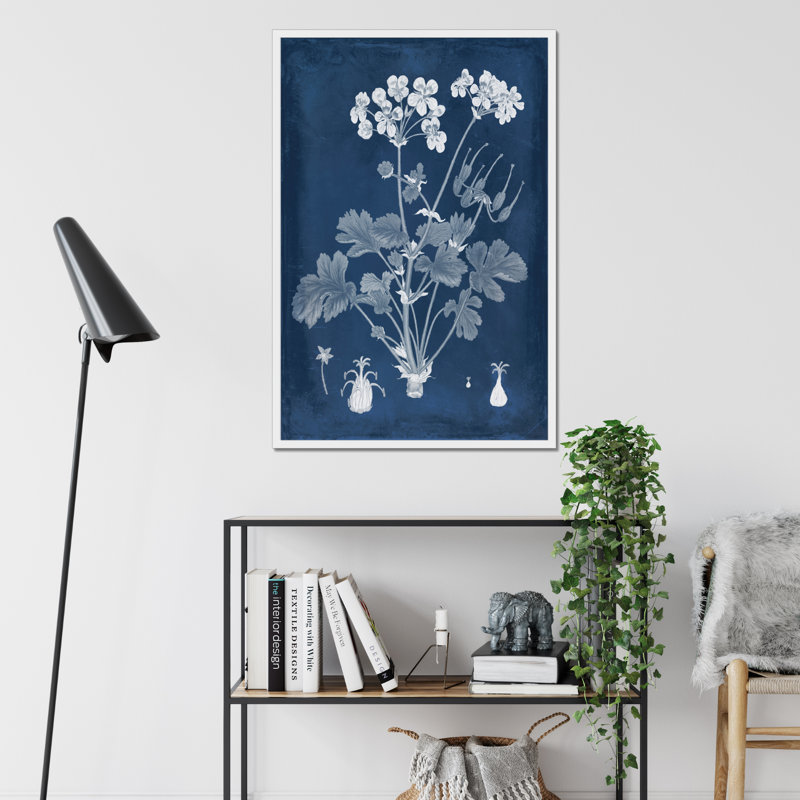 Botanical in Indigo III 1 Piece Painting, 95cm H x 65cm W, White Framed Paper Print