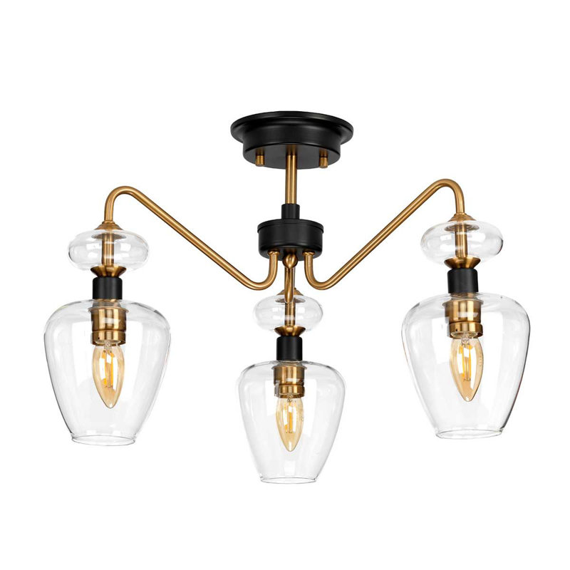 Khari Glass Semi Flush Mount, Aged Brass