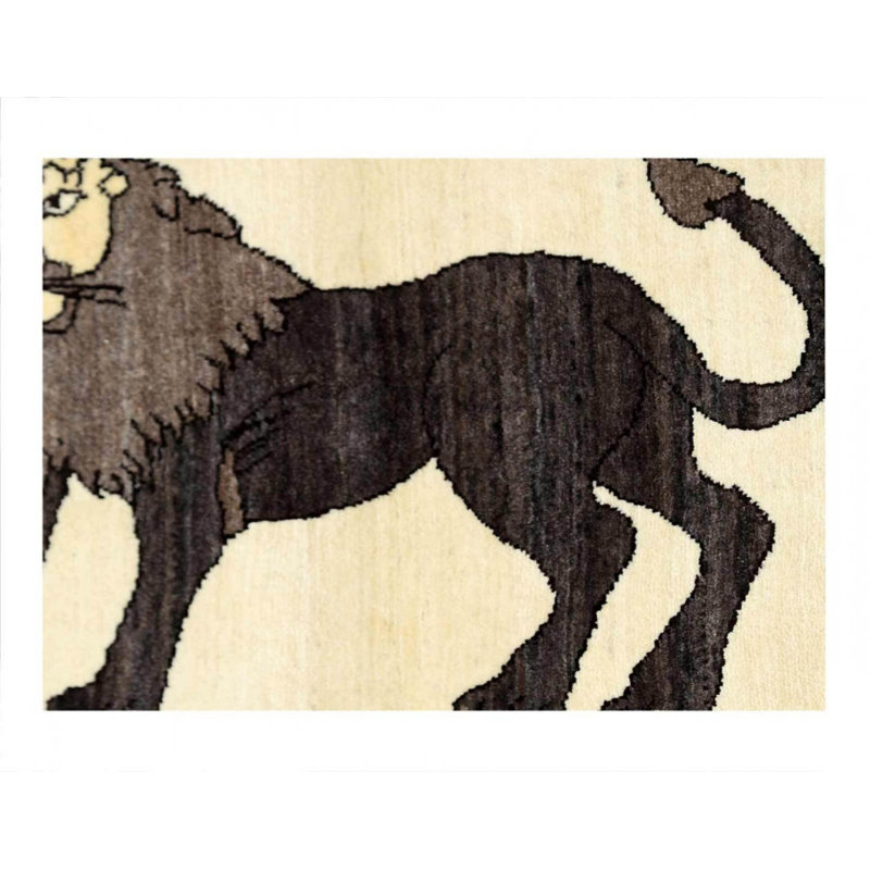 Handmade Persian Gabbeh Pictorial Lion Accent 2'3"X 3'3"