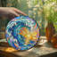 Vitrail à motif de vagues océaniques et soleil, panneaux de vitrail attrape-soleil pour la décoration de fenêtre-1461595631