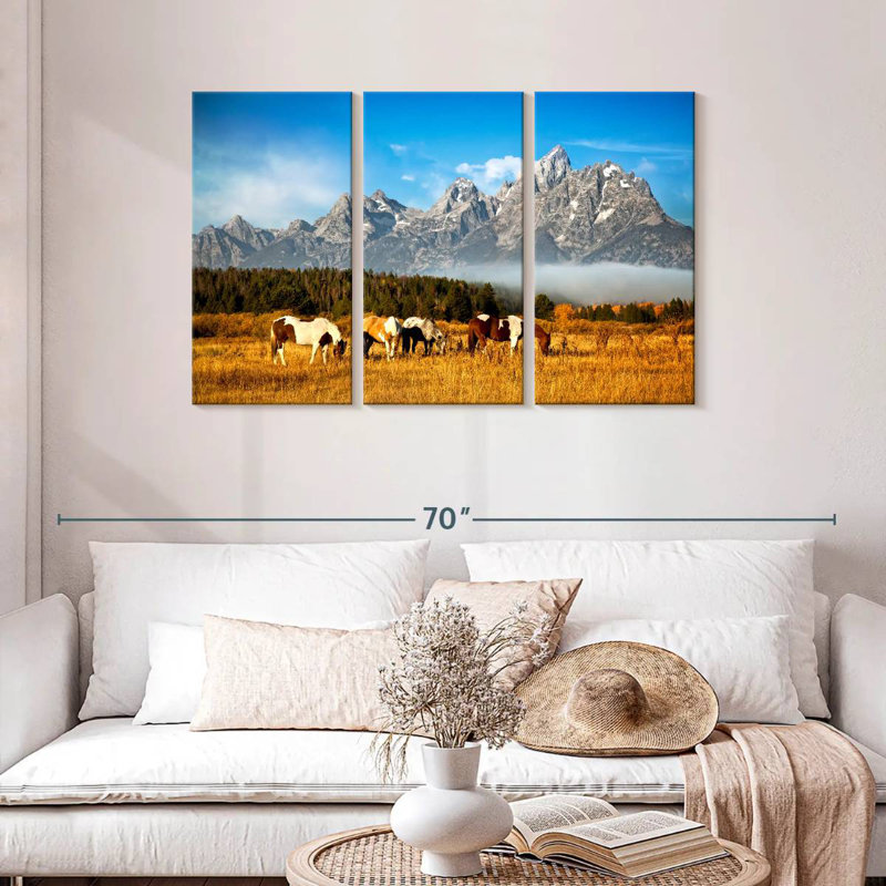 Chevaux Appalaches Brampt broutant, H 28 po x l 45 po