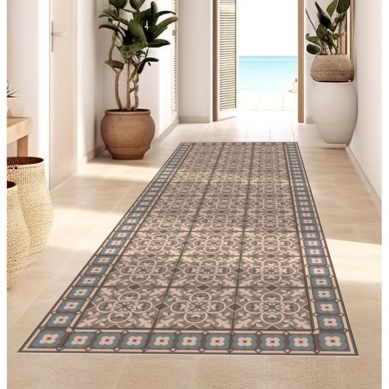 Emmerly Vinyl Machine Printed Area Rug, Rectangle 2'7.5" x 9'10.1"