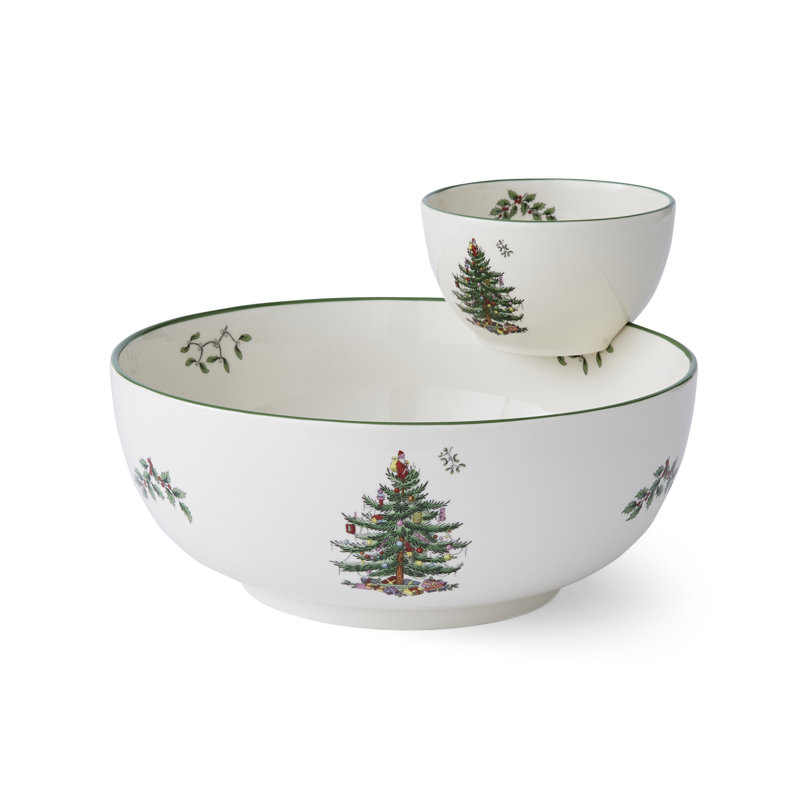 Spode Christmas Tree 2-Piece Tiered Chip & Dip - Set of 2