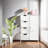 Wooden Floor Cabinet With 4 Drawers And 1 Cupboard, 1 Adjustable Shelf Bathroom Storage Organizer