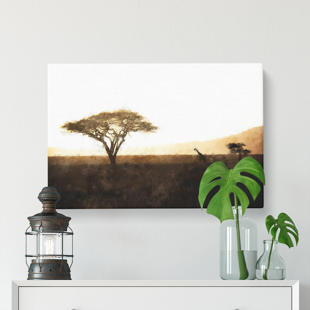 Giraffe In Tanzania Painting - Wrapped Canvas