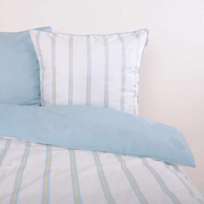 CLASSIC SATIN STRIPES Bedding, Light Lemon/Sky Blue, 135 x 200 cm  - 1 Pillowcase (80 x 80 cm)