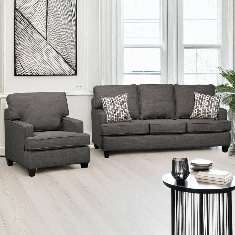 Baxter Fabric Sofa & Chair Set, Grey, Grey