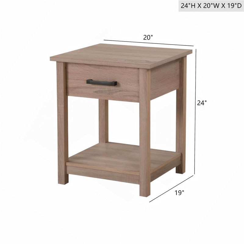 Table de chevet élégante et contemporaine, Naturel