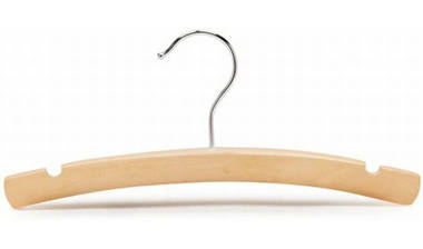 Quality Wooden Clothes Hangers with Flat Chrome Hook in Natural