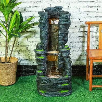 Weather Resistant Sculptural Fountain with Lights