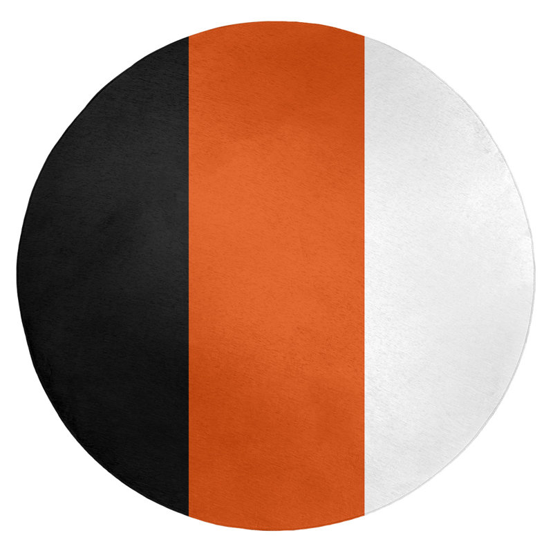 Tapis noir / orange / blanc tissé à plat Baltimore, Rond 5 pi
