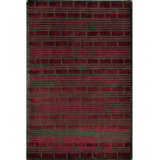 Wool Geometric Area Rug in Red