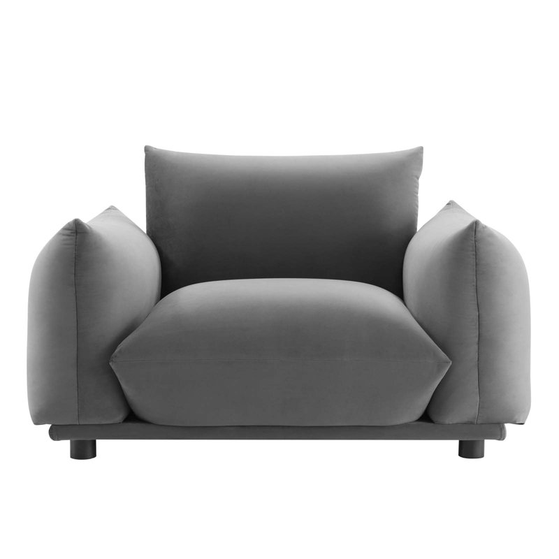 Fauteuil en velours Copious Performance, gris